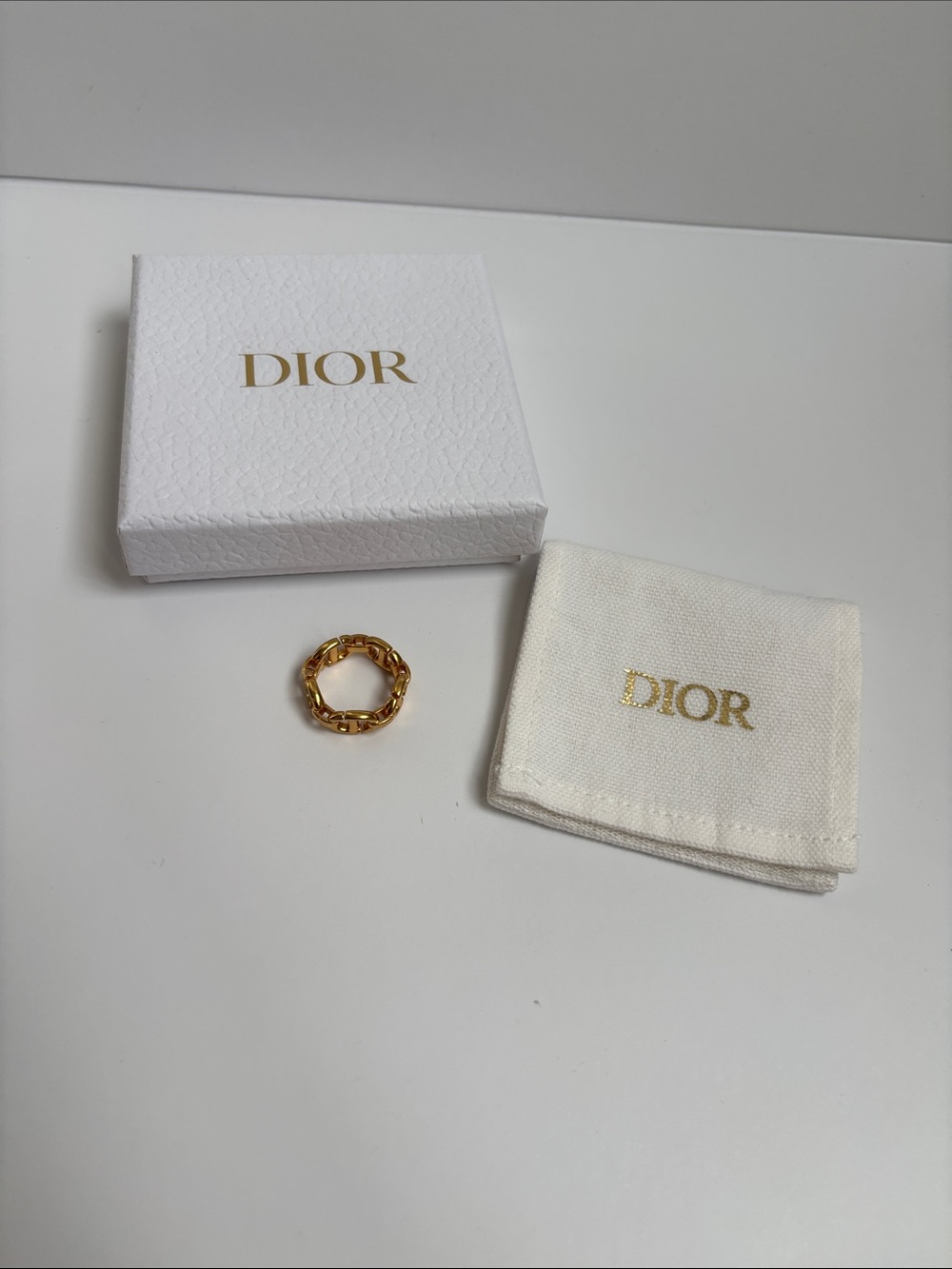 Dior Gold Chain-Link Band Ring